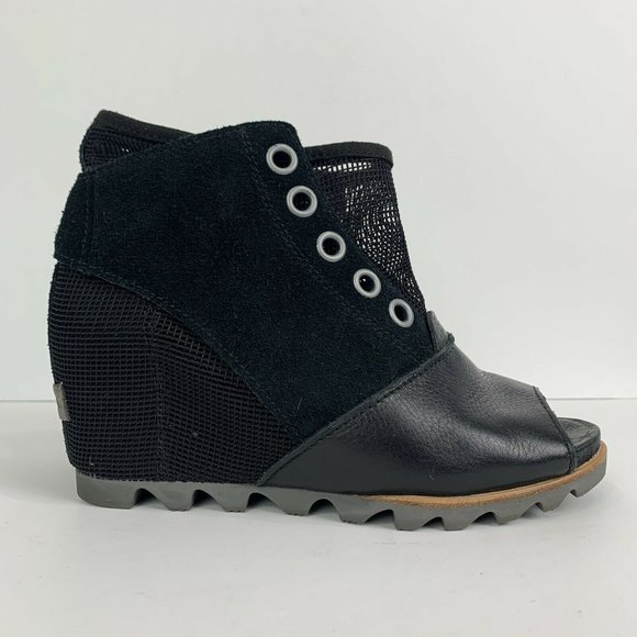 sorel joanie mesh wedge bootie